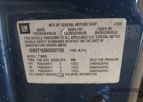 2005 Chevrolet Trailblazer Ext Lt z USA, uszkodzony, nr VIN 1GNET16S656207192